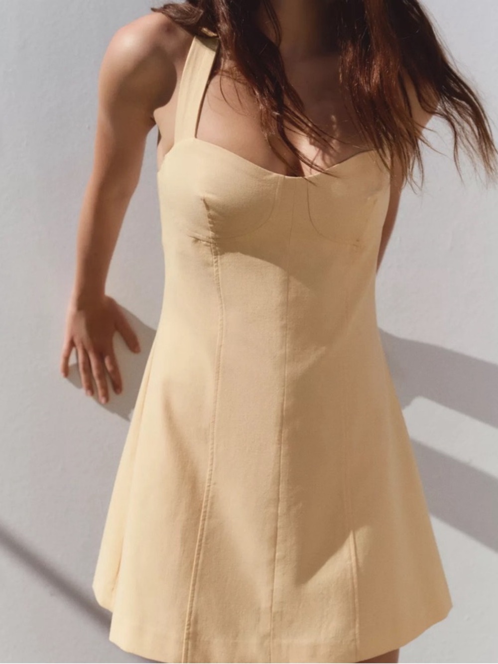 Zara Soft Lemon A-Line Mini Dress